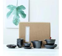 Tea Set for Adults Ceramic Kung Fu Tea Set Manual Retro Coarse Pottery GAI Wan Cha Cup Travel Portable Tea Sets(C)