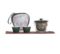 Tea Set for Adults Ceramic Portable Travel Kung Fu Tea Set Fast Guest Cup Single Person One Pot Two Cups Glass Anti Scalding Making Bowl Portable Tea Sets(Vanilla Green)