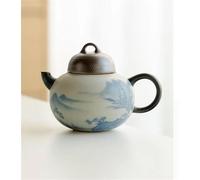 Tea Set for Adults Chinese Tea Brewing Kettle 150ml Retro Matte Glaze Pot with Ball Hole Filter Pure Hand-Painted Landscape Ceramic Teapot Portable Tea Sets