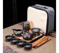 Tea Set for Adults Chinese Teawere Retro Designer Cool Purple Sand Ceramic Teapot Set Travel Kong Fu Tea Kit Porcelain Pot Infuser Portable Tea Sets(A)