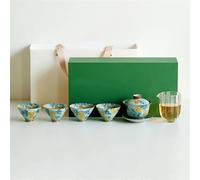Tea Set for Adults Elegant Ice Crack Glaze Ceramic Tea Set Pure Hand Painted Gourd Cover Bowl Complete Handmade Kung Fu Teaset Box Portable Tea Sets