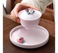 Tea Set for Adults Hand Kneaded Flower Teacup Kung Fu Tea Set Ceramic Cup Teaware Bowl Red Chinese Wedding Portable Tea Sets(C)