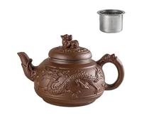 Tea Set for Adults Handmade Dragon Teapot with Filter Tea Infuser Strainer Teacup Kettle Household Teaware Authentic Purple Clay Sets Portable Tea Sets(Type-B)