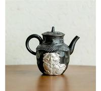 Tea Set for Adults Handmade Lion Awakening Pot Tea Maker Kettle Ceremony Accessories Collection Black Gold Glaze Painted Silver Teapot 140ml Portable Tea Sets