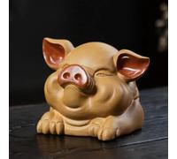 Tea Set for Adults Handmade Sculpture Tea Set Chinese Lucky Fortune Pig Head Model Ornaments Yixing Purple Clay Pet Crafts Portable Tea Sets