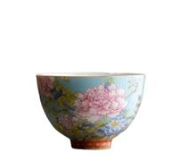 Tea Set for Adults Household Palace Flower Tea Set Portable Small Bowl 65ml Chinese Enamel Color Cup Ceramic Peony Master Portable Tea Sets(Type-B)