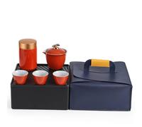 Tea Set for Adults Outdoor Portable Travel Tea Set with Tray Crack Cup Kung Fu One Pot Three Cups Portable Tea Sets(C)