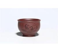 Tea Set for Adults Pure Hand-Carved 120ml Yixing Purple Sand Cup Raw Ore Mud Fish Play Portable Tea Sets(A)