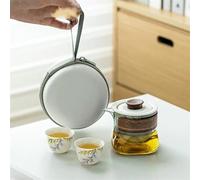 Tea Set for Adults Pure Hand Painted Wisteria Flower Tea Set Kit Retro of Cup 1 Pot 2 Cups Brewing Portable Camping Outdoor Tote Bag Teaset Portable Tea Sets
