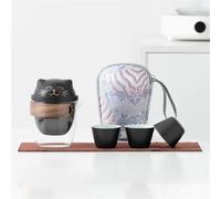 Tea Set for Adults Simple Kung Fu Tea Pot with 3 Cup Cute Cat Outdoor Travel Teaware Gifts Creative Set Portable Glass Ceramics Portable Tea Sets(A)