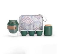 Tea Set for Adults Simple Kung Fu Tea Pot with 3 Cup Cute Cat Outdoor Travel Teaware Gifts Creative Set Portable Glass Ceramics Portable Tea Sets(D)