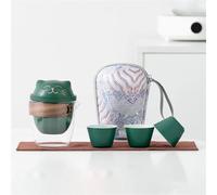 Tea Set for Adults Simple Kung Fu Tea Pot with 3 Cup Cute Cat Outdoor Travel Teaware Gifts Creative Set Portable Glass Ceramics Portable Tea Sets(B)