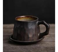 Tea Set for Adults Stoneware Hand Coffee Cup Creative Simple Ceramic Water Mug Handmade Retro Art Japanese Style and Saucer Set Portable Tea Sets(D)