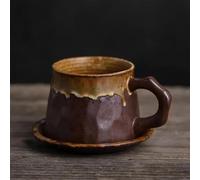 Tea Set for Adults Stoneware Hand Coffee Cup Creative Simple Ceramic Water Mug Handmade Retro Art Japanese Style and Saucer Set Portable Tea Sets(E)