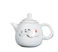 Tea Set for Adults Yixing Clay Kettle Pots White Porcelain Teapot Enamel Color Samovar Puer Tea Pot and Cup Set Brewing Portable Tea Sets(B)