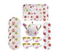 Tea Set for Little Girls Party Pretend Toy Afternoon Playset Metal Kitchenware Accessory Tray Pot Cups Dishes