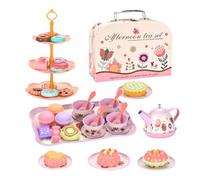 Tea Set For Little Girls - Tin Teapot Toy Set |Portable Kitchen Toy With Carrying Case For Children Ages 3-6 | Perfect For Boys And Girls, Nursery, Preschool, Birthday Parties, And Family Gatherings