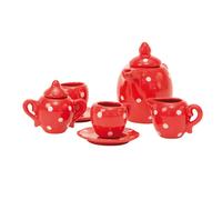 Tea set in spotted case. Red one size