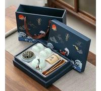 Tea Set Incense Burner Gift Box Ceremony One Pot Four Cups Can Sandalwood Stove Ceramic Portable in Cup Bar (12 Four)