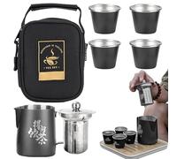 Tea Set, Portable Tea Set | Stainless Steel Tea Cup Set with Teapot - Portable Kung Fu with Travel Bag for Hiking Camping Backpacking at a