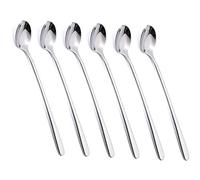 Tea Spoons Set of 6, Long Handle Stainless Steel Latte Spoons 20cm, Coffee Spoons for Tall Latte Glasses, Dishwasher Safe Teaspoons for Iced Coffee, Desserts, Sundaes