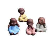 Tea Statues Ceramic Tea Pet Four Little Monks Tea Pet Tea Set Ceramic Ornaments Suitable for Home and Office Decoration Desktop Pet