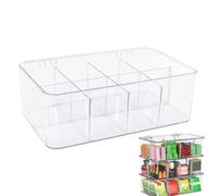 Tea Storage - Transparent Container with Removable Dividers | Transparent Tea Bag Box | Multifunctional Storage Box | Kitchen Cabinet Drawer Home Accessory for Coffee Sugar