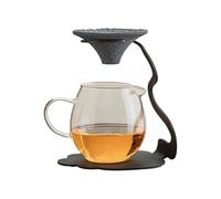 Tea Strainer - Ceramic Loose Leaf Tea Strainer with Iron Stand No Hole Leaf Colander Auspicious Cloud Design Coffee Filter Enhances Flavor Softens Water for Brewing Cooking