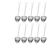 Tea Strainer Handle Heart-Shaped Tea Filter Stainless Steel Mesh Heart Shaped Strainer Spoon Infuser Kitchen Accessories for Loose Tea(10PCS-Silver)