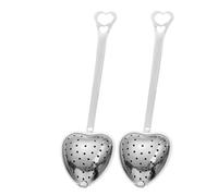 Tea Strainer Handle Heart-Shaped Tea Filter Stainless Steel Mesh Heart Shaped Strainer Spoon Infuser Kitchen Accessories for Loose Tea(2PCS-Silver)