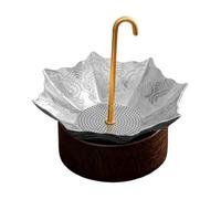 Tea Strainer - Stainless Steel Rotating Umbrella Shape Infuser | Loose Leaf Tea & Coffee Brewing Metal Strainers with Drip Base for Home Kitchen, Living Room & Table Gatherings (3.94" X 4.02")