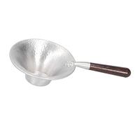 Tea Strainer Tea Infuser Innovative Japanese Style Hand Made Filter Brewing Device with Fine Mesh for Home Office Use Material Tin Wood Size 14.5x7.7cm (Hammered tin Tea Drain with Ebony Handle)