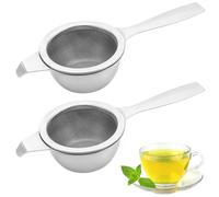 Tea Strainers for Loose Tea, Fine Mesh Tea Strainer, Stainless Steel Tea Strainer, 2-Pack Silver Mini Sieve with Small Sieve Fine Mesh, 14.2CM