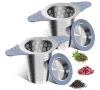 Tea Strainers for Loose Tea,Large Tea Infuser Basket with Heat Proof Double Silicone Handles,Fine Mesh Stainless Steel Tea Strainers & Filters Fits Tea pots & Mugs, Filter Fine Tea Leaves Effec 2 pack