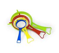 Tea Strainers Set Fine Mesh Sieve with Long Handle Kitchen Colander Filter No Sharp Edges Small Medium Large Sizes for Tea Coffee Powder (4 x Plastics Strainers)