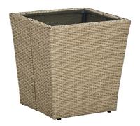 vidaXL Tea Table Beige 41.5x41.5x44 cm Poly Rattan and Tempered Glass, Cream