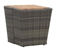 Tea Table Grey 41.5x41.5x43cm Poly Rattan and Solid Acacia Wood