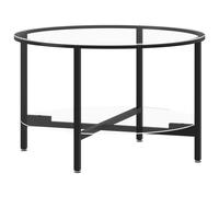 Vidaxl Tea Table Black And Transparent 70 Cm Tempered Glass