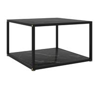 vidaXL Tea Table Black 60 cm Tempered Glass Accent Coffee Couch Console Table