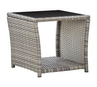 vidaXL Coffee Table Grey 45x45x40 cm Poly Rattan and Glass