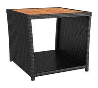 vidaXL Tea Table with Wooden Top Black Poly Rattan and Solid Wood Acacia Table