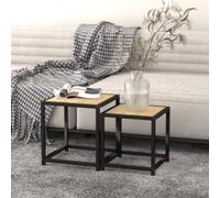 Tea Tables Black/Yellow MDF & Powder-Coated Steel L37x37x40 S33x33x35cm Set2pcs