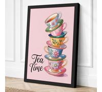 Tea Time Botanical Canvas Wall Art Print 30x20 Inch (76 x 51 cm)