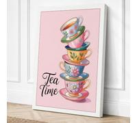 Tea Time Botanical Canvas Wall Art Print 30x20 Inch (76 x 51 cm)