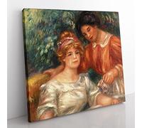 Tea Time by Pierre Auguste Renoir Classic Painting Canvas Wall Art Print Ready to Hang, Framed Picture for Living Room Bedroom Home Office Décor, 35x35 cm (14x14 Inch)