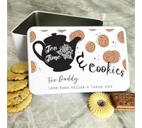 Tea Time & Cookies Daddy Personalised Gift Cookies Treats Biscuit Tin Personalised Gift | Custom Gift | Personalized Tin | Cake, Biscuit & Treat Tins | Gift For Her | Gift For Him