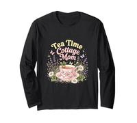 Tea Time Cottage Mom Floral Aesthetic Design Long Sleeve T-Shirt