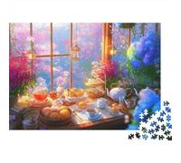 Tea Time Fantasy Scene Jigsaw Puzzles Puzzles for Adults Kids. 1000 Piece Impossible Challenge Toy Educational Games Home Decoration for Educational Games Gifts 70x50cm/1000pcs
