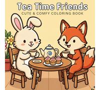 Tea Time Friends: Bold and Easy Coloring Book for Adults and Teens Featuring Cozy Tea Parties, Cute Animal Friends, Sweet Treats, and Relaxing Hygge Moments