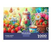 Tea Time Garden Jigsaw Puzzles Puzzle for Adults Kids. 1000 Piece Interesting Whimsical Challenge Toy Educational Games Home Decoration for Adults& Kids Age 14 Years Up 38x26cm/1000pcs